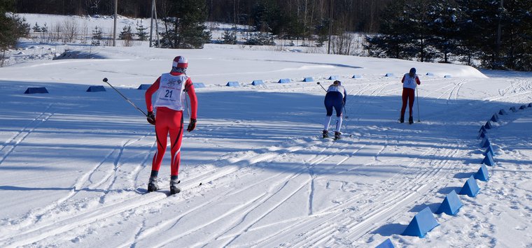 Лыжники выступают в рамках Спартакиады на трассе под Островом