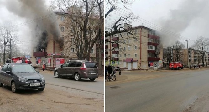 В Острове пожарные спасли мужчину из горящей квартиры