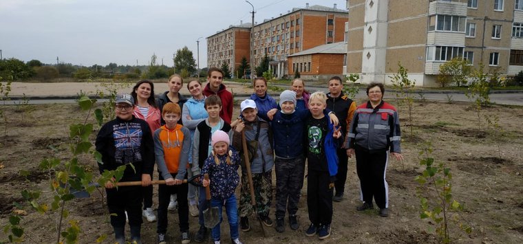 100 деревьев высадили островичи на пустыре в микрорайоне «Строитель»