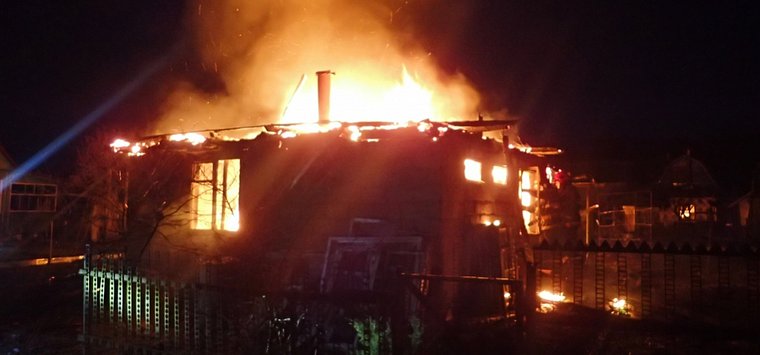 Жилой дом сгорел в островской деревне Плодопитомник