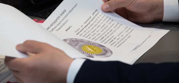 Эскизы наград для заслуженных работников СМИ и соцзащиты представлены в Псковской области