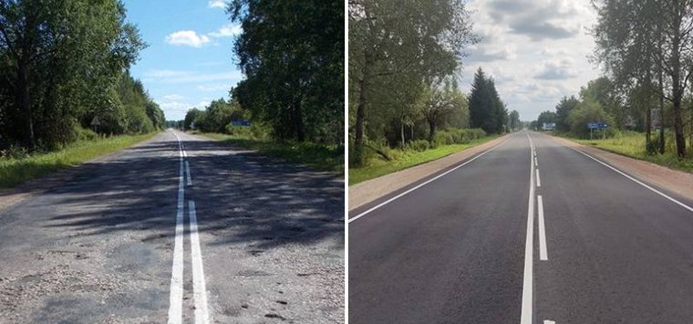 В Новоржевском районе завершен ремонт участка дороги, ведущей в Остров