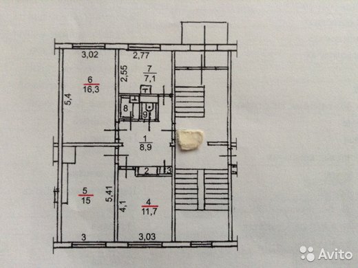 3-к квартира, 62.8 м², 1/5 эт.