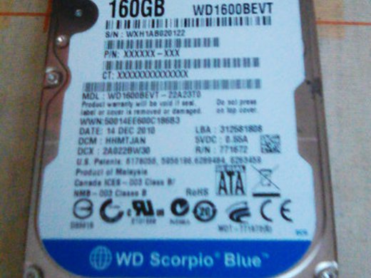 Жесткий Диск WD1600bevt