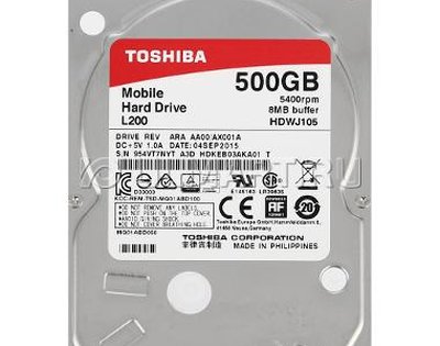 Жесткий диск HDD 500гб, Toshiba L200, hdwj105uzsva